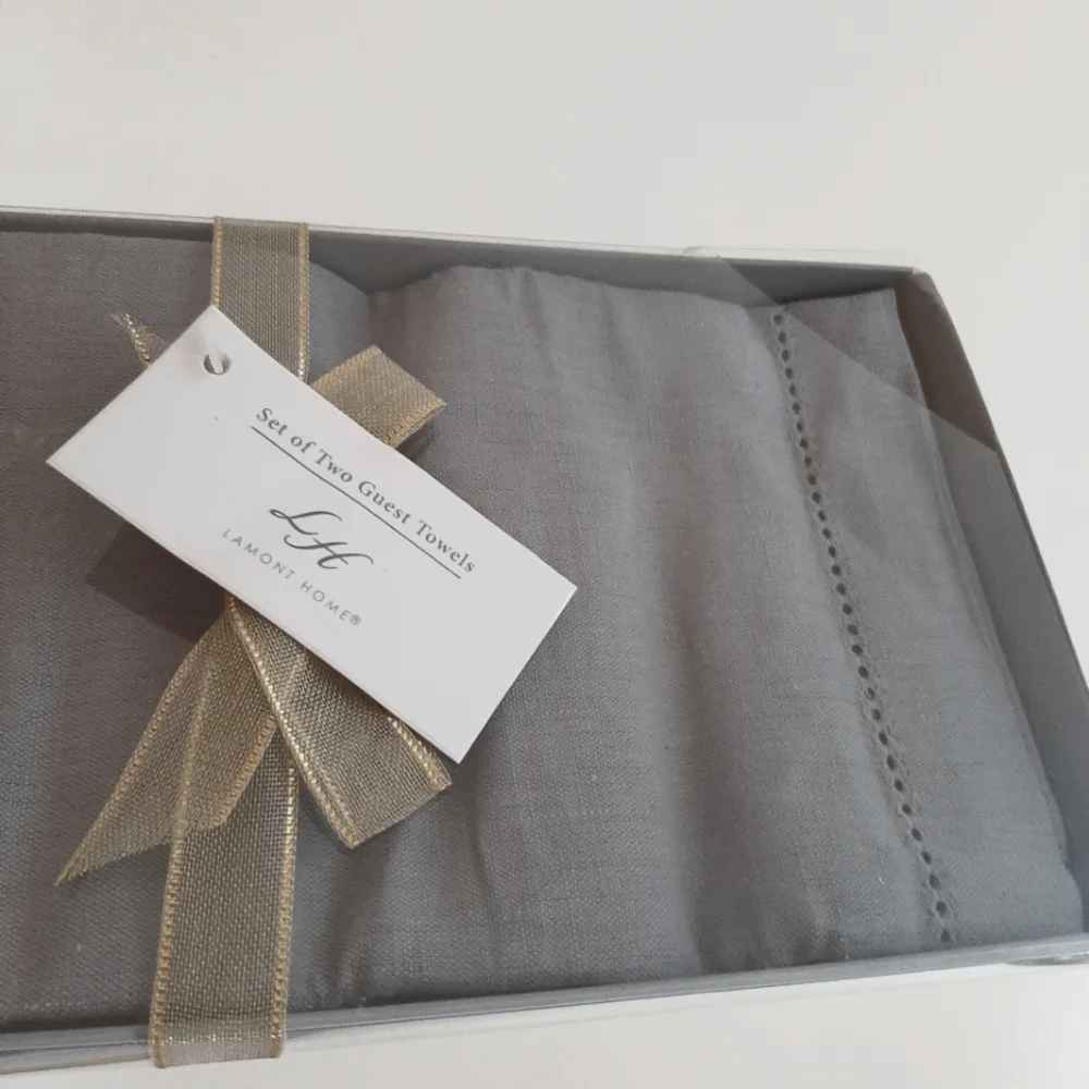 Lamont Home Guest Towel Set Linen Cotton Blend Grey